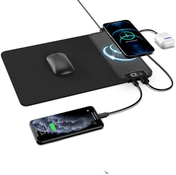 Carregador sem fio 7.5W do tapete do rato do plutônio 9V 2A do ABS com porta usb rápidos