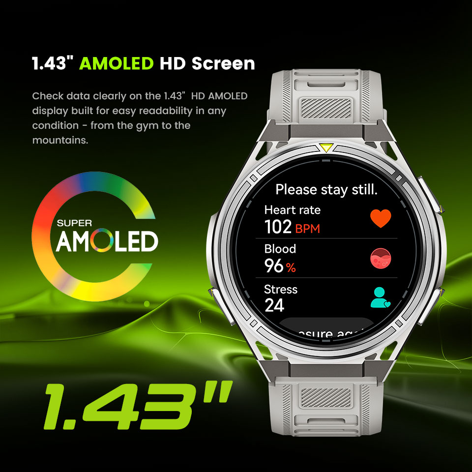 SHUANXIANG Smart Watch X2 PRO 5 ATM Waterproof HD AMOLED Display Barometer Altimeter Compass Heart Rate Monitor 100+ Fitness