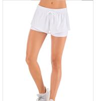 Short de corrida dos esportes do short de mulheres brancas do ODM do OEM com alinhamento interno 100D