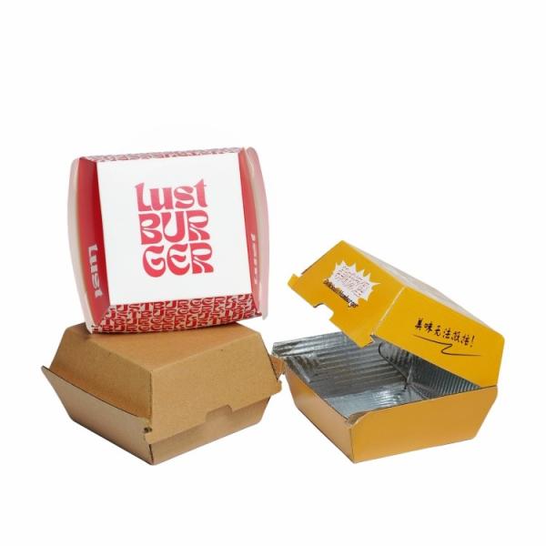 Customized Different Shapes Burger Box Compostable Corrugated Cardboard Box for Fast Food Delivery Customized Sizes