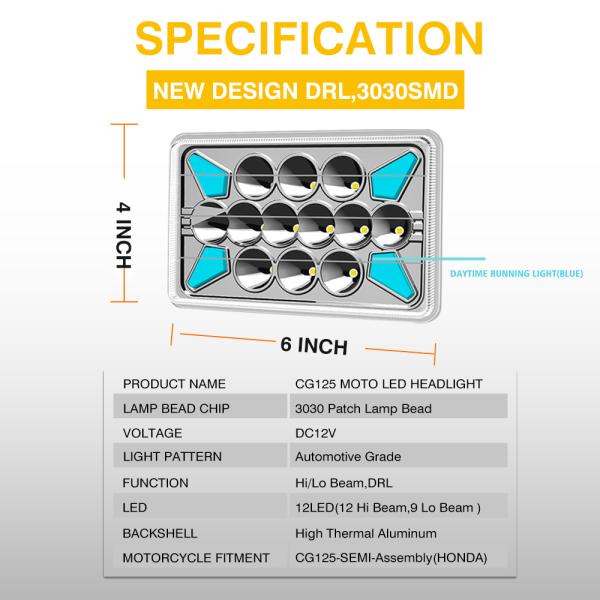 575*350*295 mm YAYE CG125 DC12V Bougie de phare LED de moto avec DRL / signal de virage