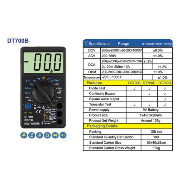DT700B Digital Multimeter AC DC Voltmeter Multimetro Voltage Current Resistance