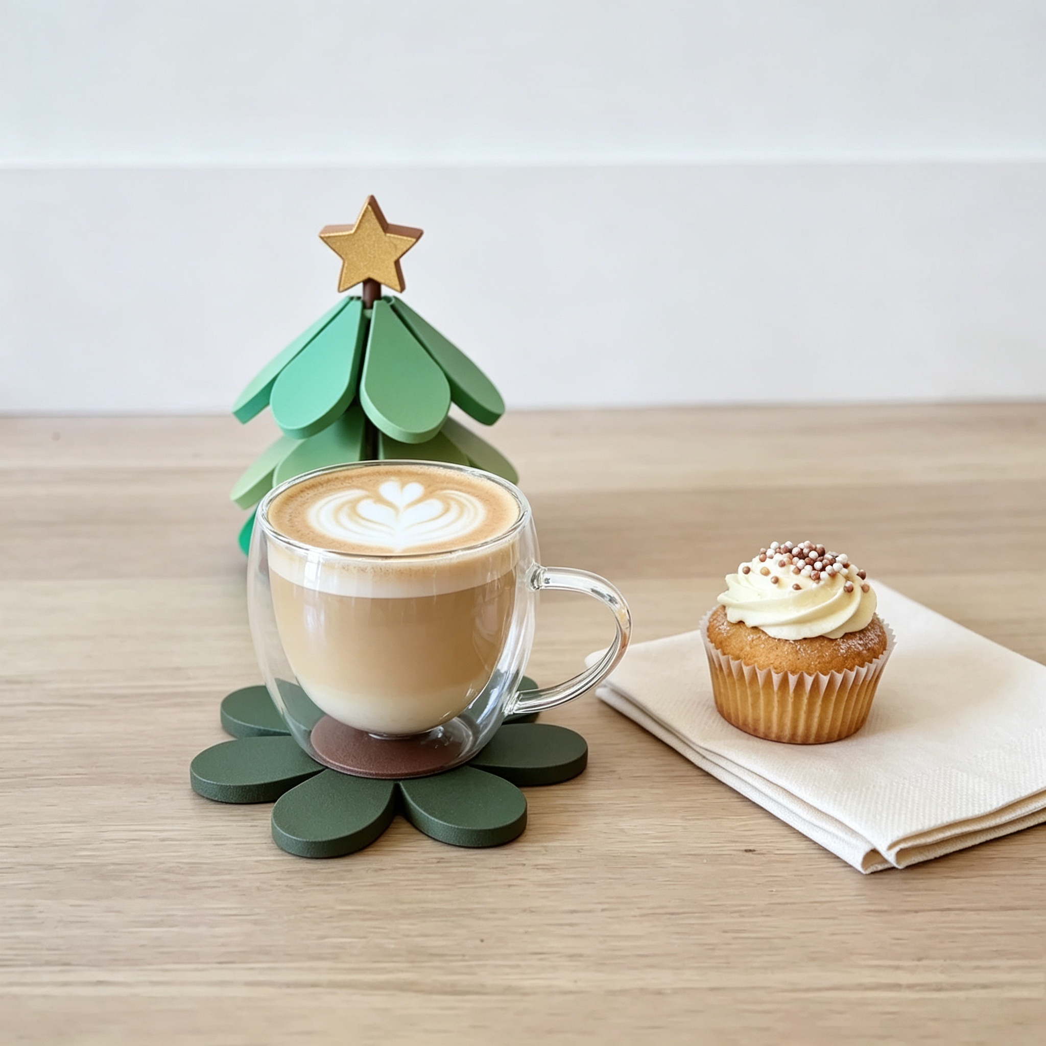 PLA 3D Printed Holiday Decoration Detachable Child Safe Christmas Tree Coaster Mat