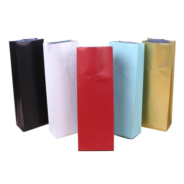 Heat Sealable Aluminum Foil Liner Side Gusset Folded Flat Bottom Coffee Bags With Valve For Coffee Bean Tea Leaves Pack