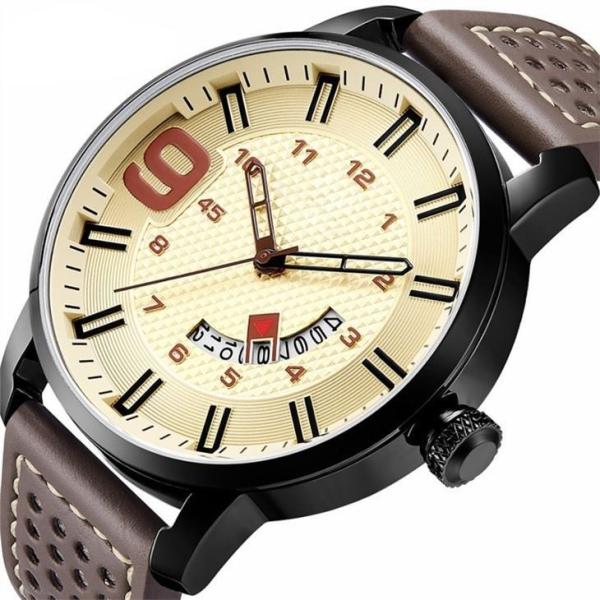 48mm Dial Male Quartz Watch Luminou Rotating Calendar Leather Business ROHS