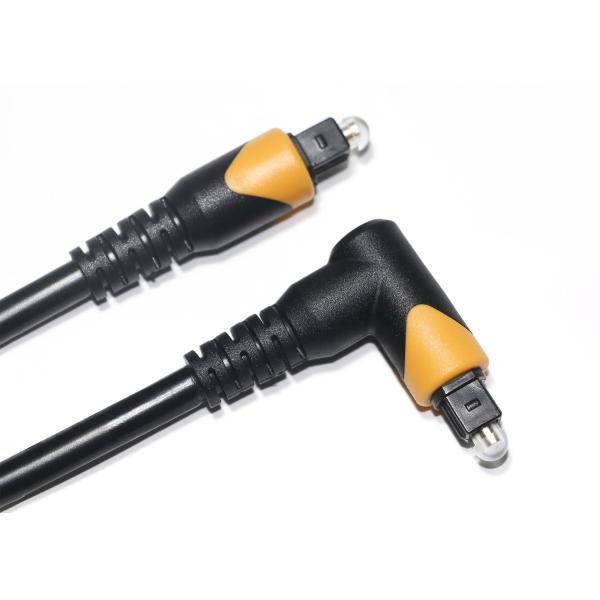 Fabrica de salida Toslink cable de fibra óptica de audio macho negro amarillo PVC 90 ° Cuadrado toslink cable óptico de plástico