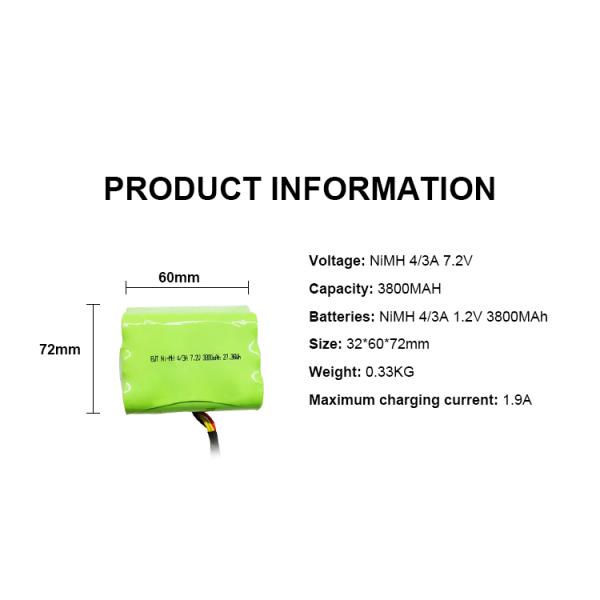 Rechargeable 7.2v 3800mah NiMh Battery Pack for Home Appliances