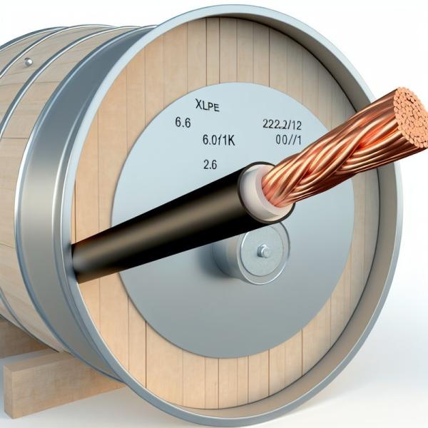 Câble d'alimentation isolé XLPE, conducteur en cuivre, tambour en bois et acier 0,6 / 1kV