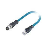 Conector à prova d'água A Code M8 8 pinos macho para RJ45 macho moldado com PUR 1M Cat6A