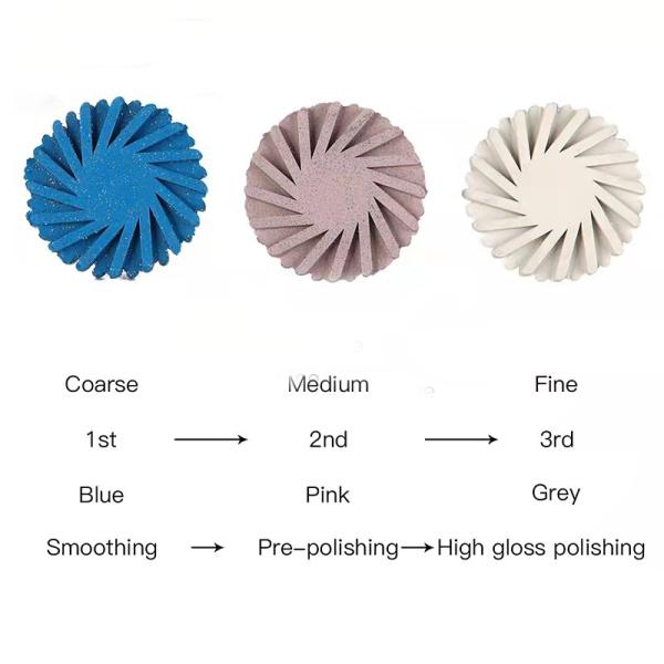 6Pcs  Dental Rubber Diamond Polisher Impeller CA RA Polishing Composite Kits Discs Wheel