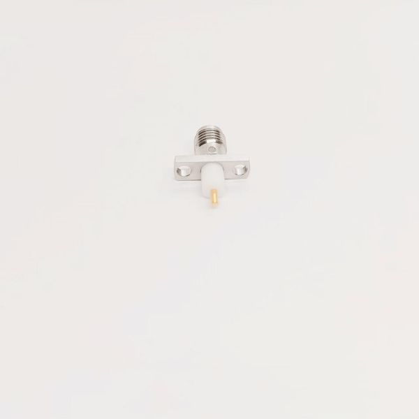 Female PCB RF Connector DC-18GHz 2 Hole Connector ODM SMA-KFD102AG