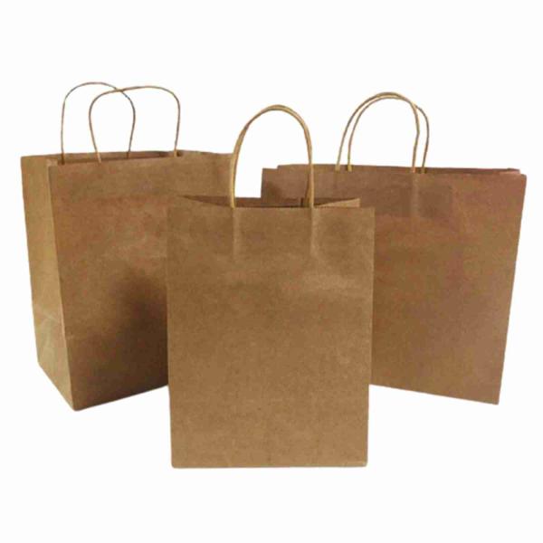Recyclable Shopping Brown Gusset Paper Bags Brown Carrier Bags With Handle