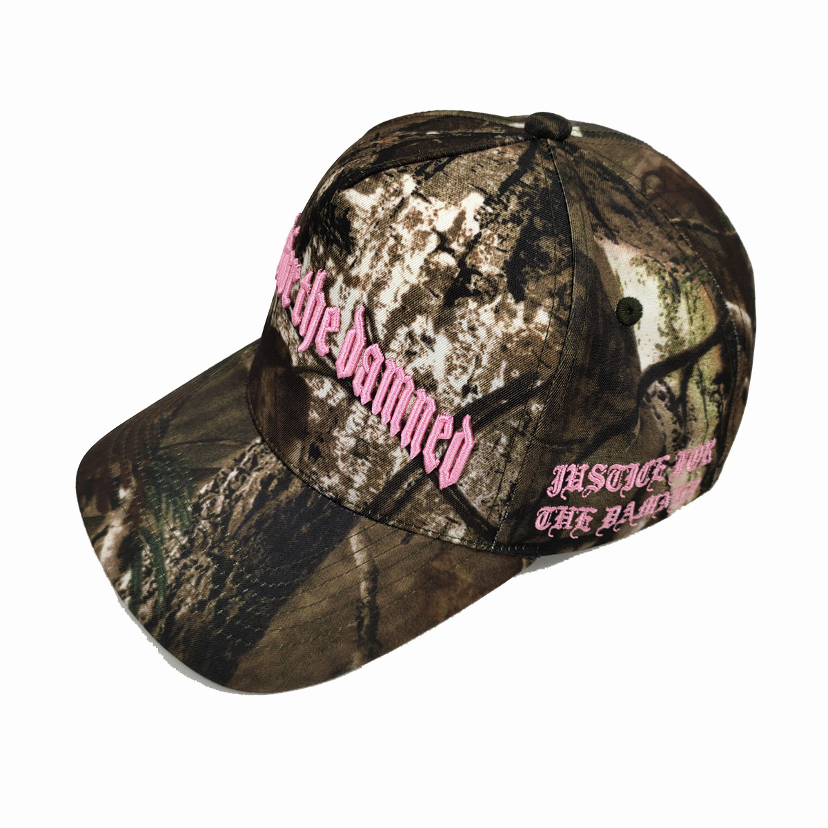 Pure Cotton Real Tree Leaf Baseball Caps Camo Flame 3D Embroidery Letter Hunting Outdoor Sport Pink Stitching Camo