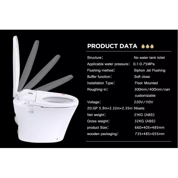 Integrated Electric Bathroom Smart Toilet With Self Closing Intelligent Toilet Seat