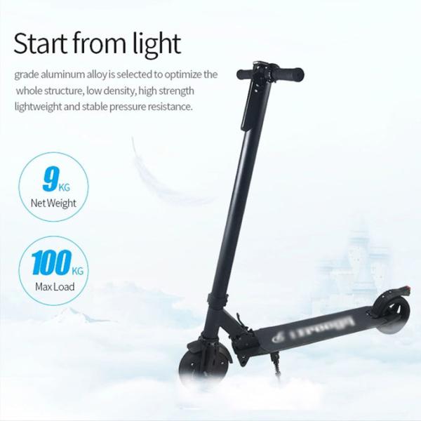Foldable Powerful Electric Scooter LED Headlight Light Strip 25km/H Max Speed
