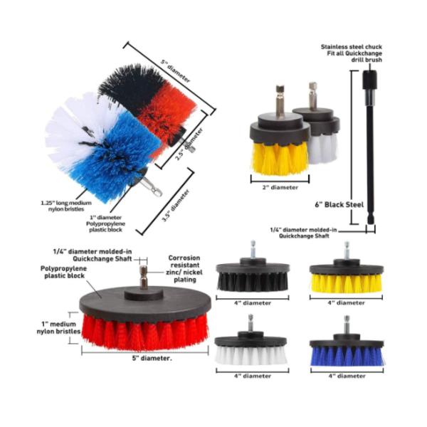 Drill Brush Scrub Pads 37 Piece Power Scrubber Cleaning Kit for Cleaning Pool Tile Auto