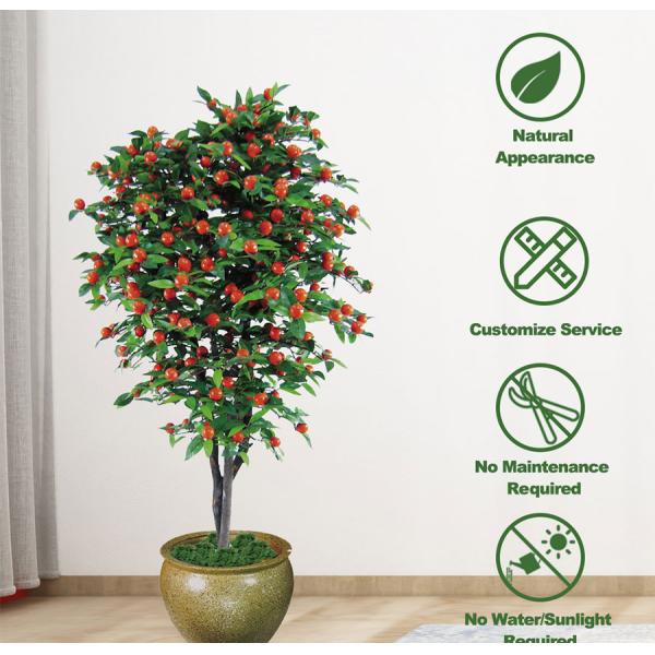 High Simulation Artificial Cherry Tree Red Fruits 160cm Custom Size Indoor Decor