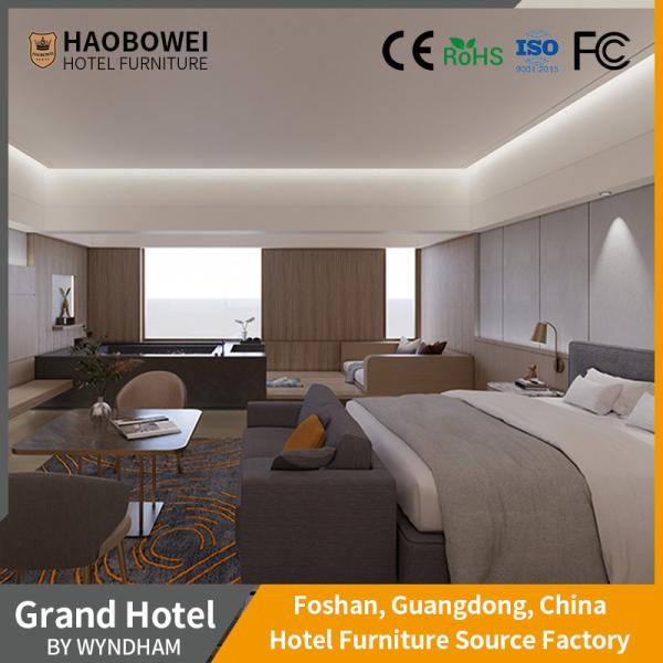 Custom Bedroom Five Star Hotel Furniture Set With Curved Backrest And Ash Wood Frame