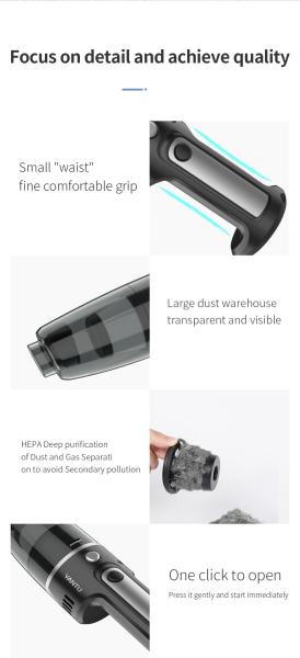 YANTU V01S Wired Car Cleaner Vacuum with 5500PA Strong Suction and 120W Output Voltage