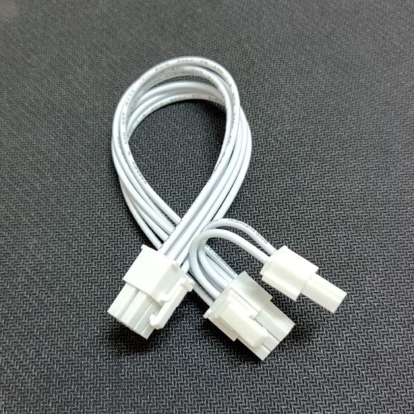 White Sleeved PCIe Power Cable Female to Dual 8P(6+2)pin Male GPU VGA Power Cable with 16AWG/18AWG and 20cm Length