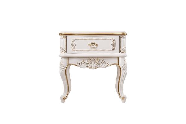 Luxury Bed Sets Classic desgn of White painting Wooden Furniture withe Leather upholstered Headboards of Villa interior