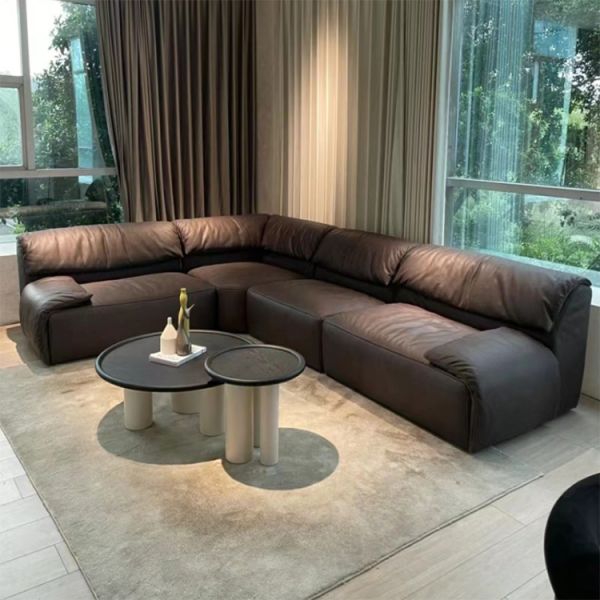 l Shape 7 Seater Sofa Set with Corner Seat Luxury Leather Sectional Sofa Modern Living Room Sofa Set