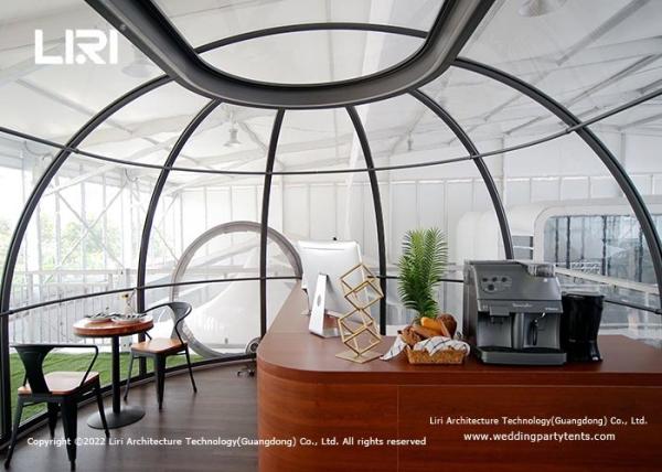Casa de cúpula de cristal transparente com estrutura de liga de alumínio e placa de PC