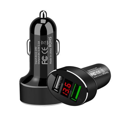 C.C. de alta velocidade rápida dupla do carregador 30W do telefone do carro do ODM USB ao carregador do carro da C.C. com exposição de diodo emissor de luz