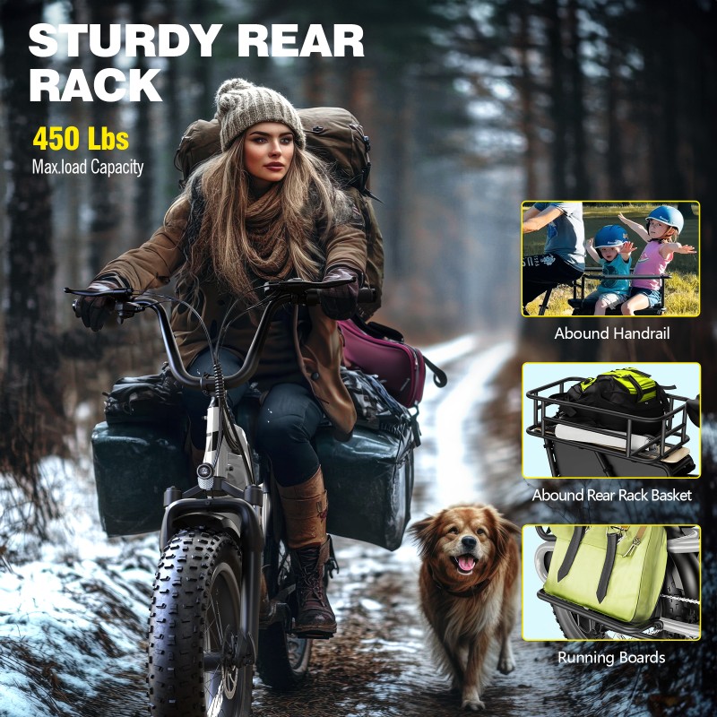 OEM Long Tail Cargo Ebike Wholesale 48v 1500w Dual Suspension Electric Cargo Bike Electric Hybrid Bicycle with 3.0 Fat Tire