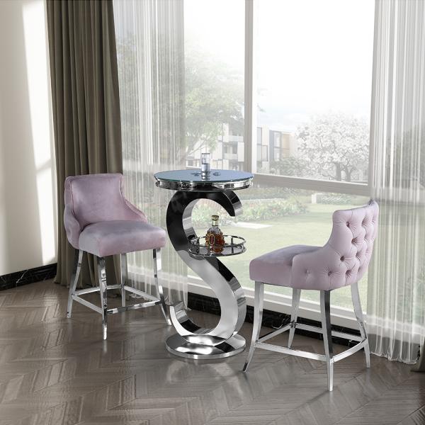 Restaurant Leisure Velvet Upholstered Bar Stools With Stainless Steel Legs