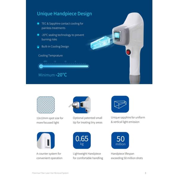 Machine laser d'épilation au platine glacé de longueur d'onde 1064 nm Technologie laser à fibre 12 mm * 12 mm Taille de la tache US / EU Plug