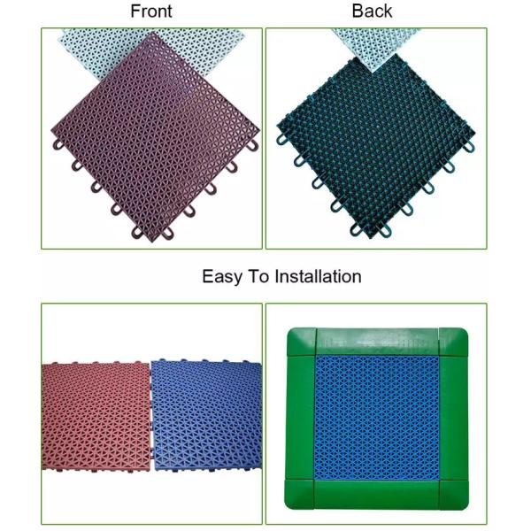 Green Matte Removable Outdoor Sports Surfaces 250 x 250 x 12.7mm