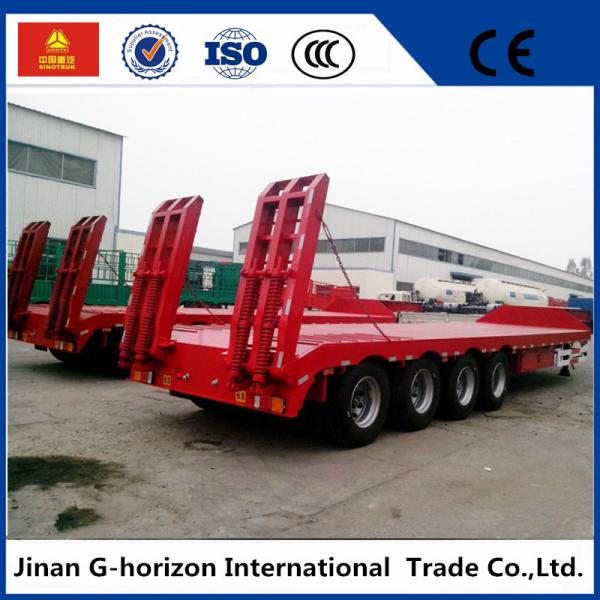40T 4 Axle Flat Low Bed Semi Trailer / Lowboy Semi Trailer CCC Certification