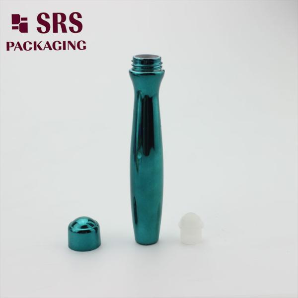 SRS packaging empty plastic eye cream green color 15ml roller ball bottle