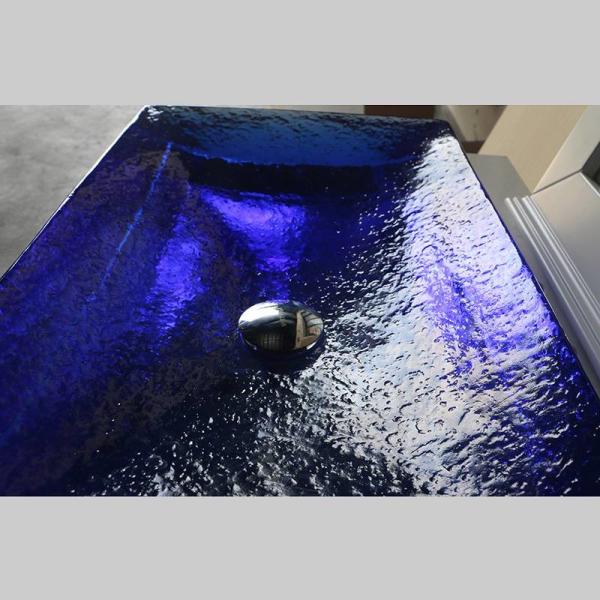 Glazed Glass Bathroom Wash Basins Sky Blue Color 40KG Weight Vessel Sinks