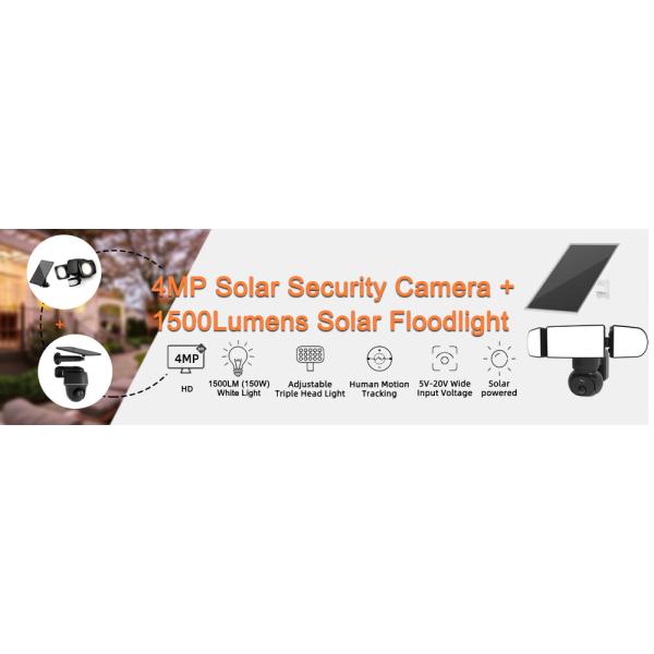 Wireless Solar Floodlight Camera 1500 Lumens 4MP 4G 3G Cellular Solar Security Camera