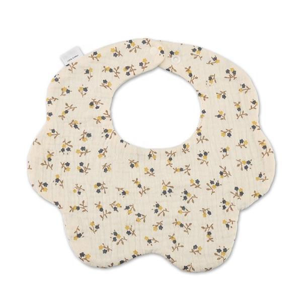 Organic Cotton Flower Shape Printed 6 Layers Muslin Cotton Baby Feeding Bibs Baby Cotton Bibs