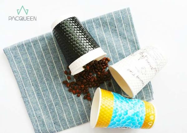 Embossed Takeaway Hot Beverage Disposable Cups Heat Resistant For Coffee / Tea