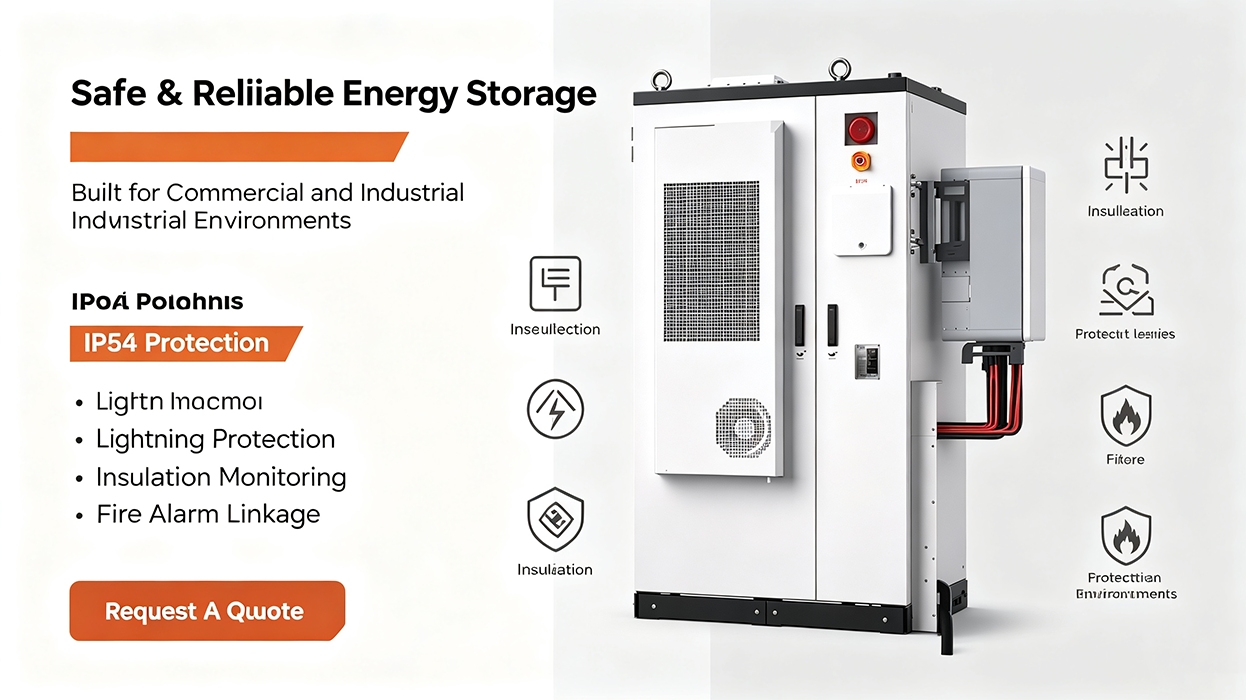 Anti-Islanding Multi-Protection Commercial Energy Storage IP65 Inverter IP54 Battery Cabinet For Business PV