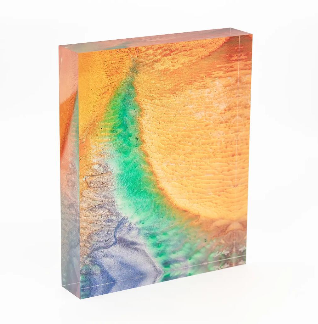 Custom Solid Acrylic Block With UV Printing And Clear  For Display Stands