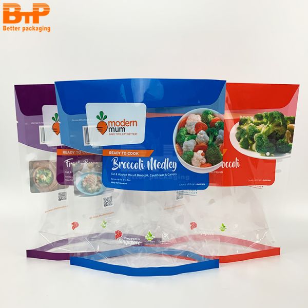 Customized Plastic Stand up Food Storage Bags with Zipper, Plastic Produce Bags for Vegetable Fruits, Bread