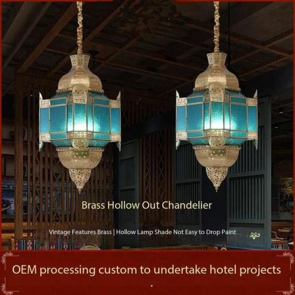 Moroccan Gold Antique Copper Light Copper Hanging Lamps With Dimmer Support