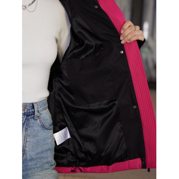 42-50 Short Pink Down Coat Hooded Brilliant Pink Puffer Coat Womens Casual
