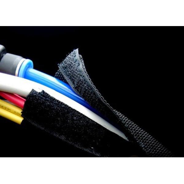 Couleur à fermeture automatique de noir d'enveloppe de câble de Velcro tressé