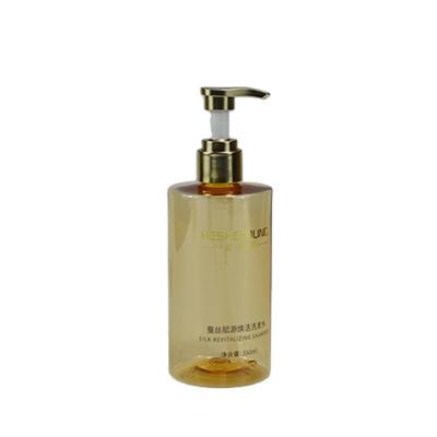 PP Material Plastic Bottle Pump Lotion Dispenser with UV Coating and Matt Gold Collar
