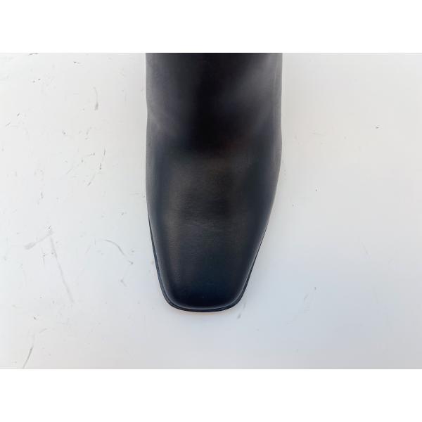 One Piece Upper Shoes Soft Nappa Leather Black Square Toe Pump Shoes