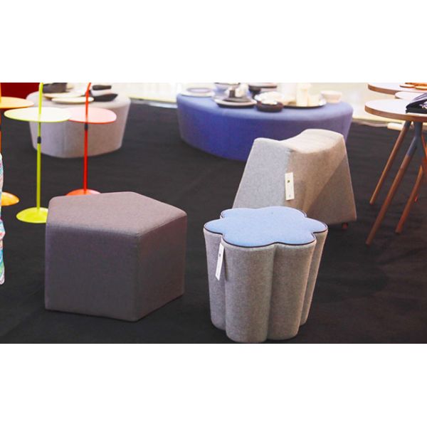 Fabric Modular Commercial Sofa Pentagon Ottoman Upholstered Geometric Couch