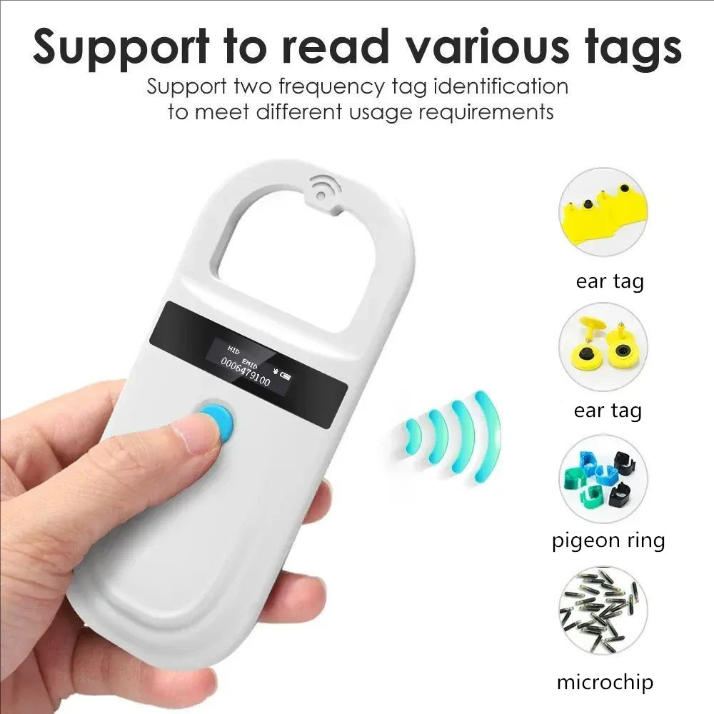 Portable Bluetooth 134.2Khz/125Khz Dual Frequency Microchip RFID Reader For Cats and Dogs