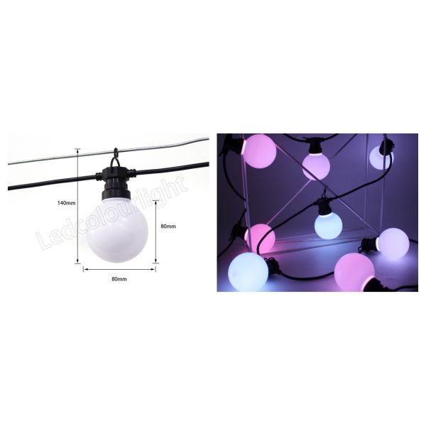 360 Degree 80mm DMX Bulb Light RGB RGBW Festoon LED Pixel String Light