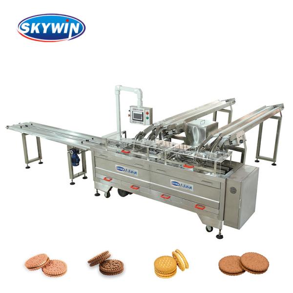 Máquina automática da fabricação de biscoitos do sanduíche de doce do creme do enchimento do centro do biscoito